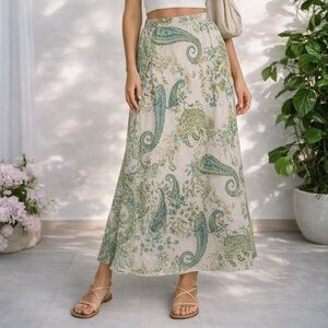 Vintage Jessica Paisley Maxi Skirt NWT 90s Deadstock Boho Cottagecore Floral M